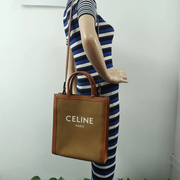 Celine Cabas Brown Canvas Satchel 1289-061925 - Picture 12 of 12